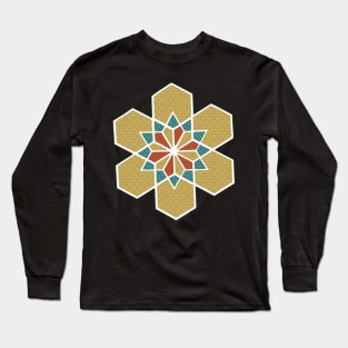 SNOWFLAKE GEOMETRIC DESIGN YELLOW RED BLUE STAR Long Sleeve T-Shirt